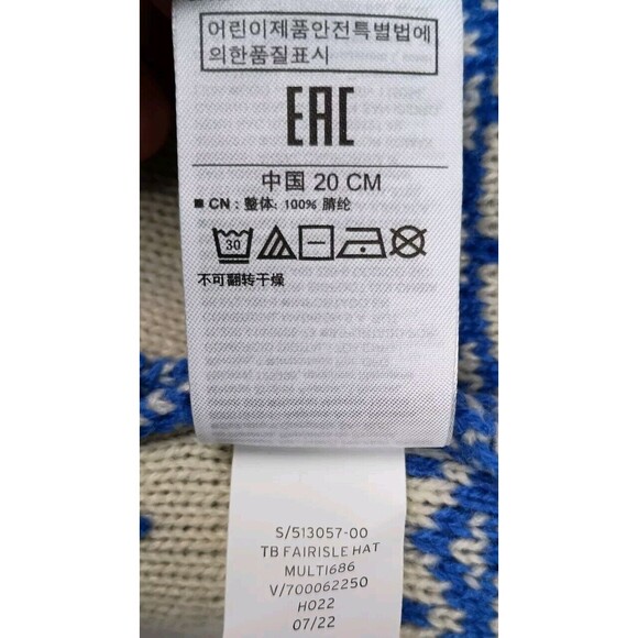 Baby GAP Beanie Knitted Hat Pom Pom Fair Isle Blue & Cream Size 2-3yrs Winter - Picture 6 of 7